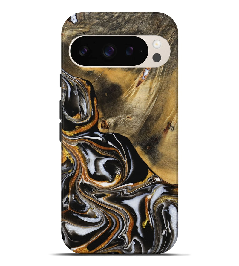 Pixel 9 Pro XL Wood Live Edge Phone Case - Ezella (Black & White, 731635)