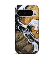 Pixel 9 Pro Wood Live Edge Phone Case - Azaria (Black & White, 731636)