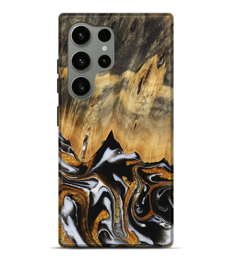 Galaxy S24 Ultra Wood Live Edge Phone Case - Clarie (Black & White, 731637)