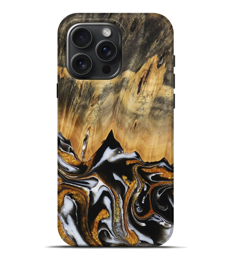 iPhone 16 Pro Max Wood Live Edge Phone Case - Clarie (Black & White, 731637)