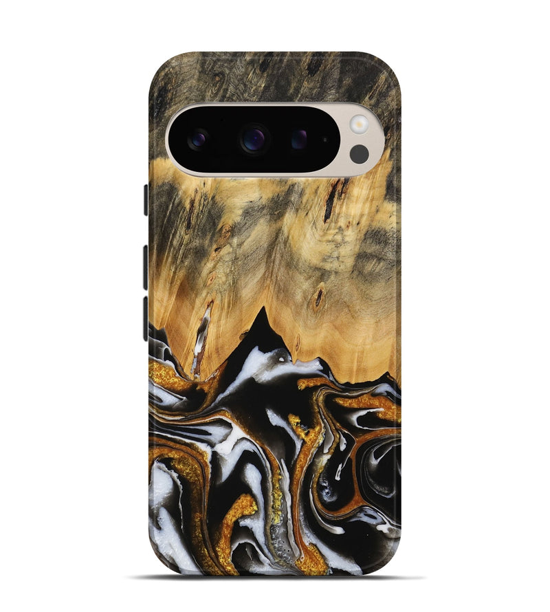 Pixel 9 Wood Live Edge Phone Case - Clarie (Black & White, 731637)