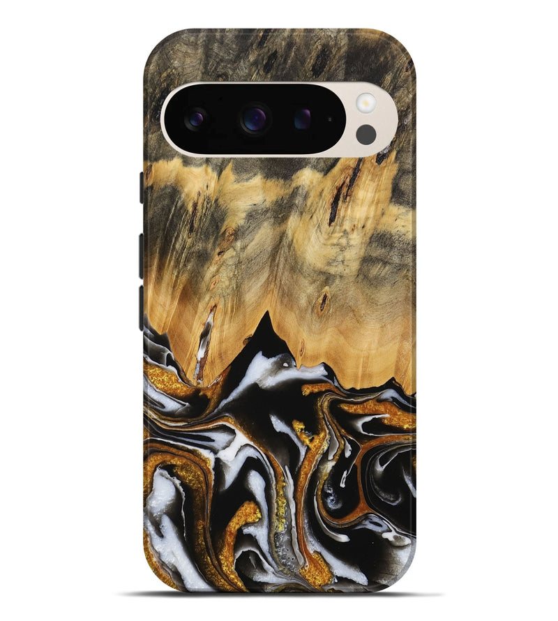 Pixel 9 Pro XL Wood Live Edge Phone Case - Clarie (Black & White, 731637)