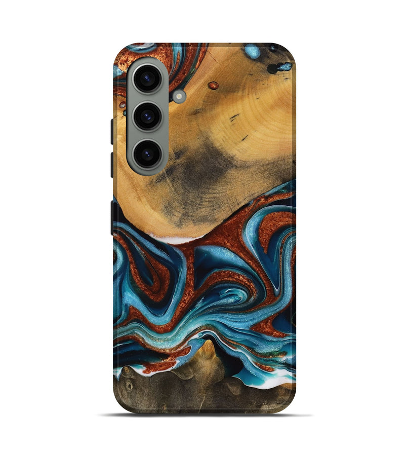 Galaxy S24 Wood Live Edge Phone Case - Garett (Teal & Gold, 731638)