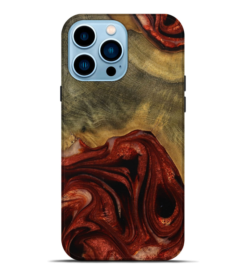 iPhone 14 Pro Max Wood Live Edge Phone Case - Odele (Red, 731639)