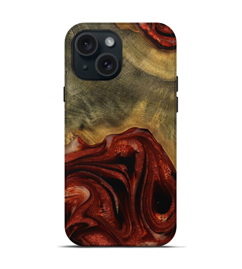 iPhone 15 Wood Live Edge Phone Case - Odele (Red, 731639)