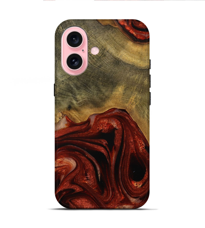 iPhone 16 Wood Live Edge Phone Case - Odele (Red, 731639)