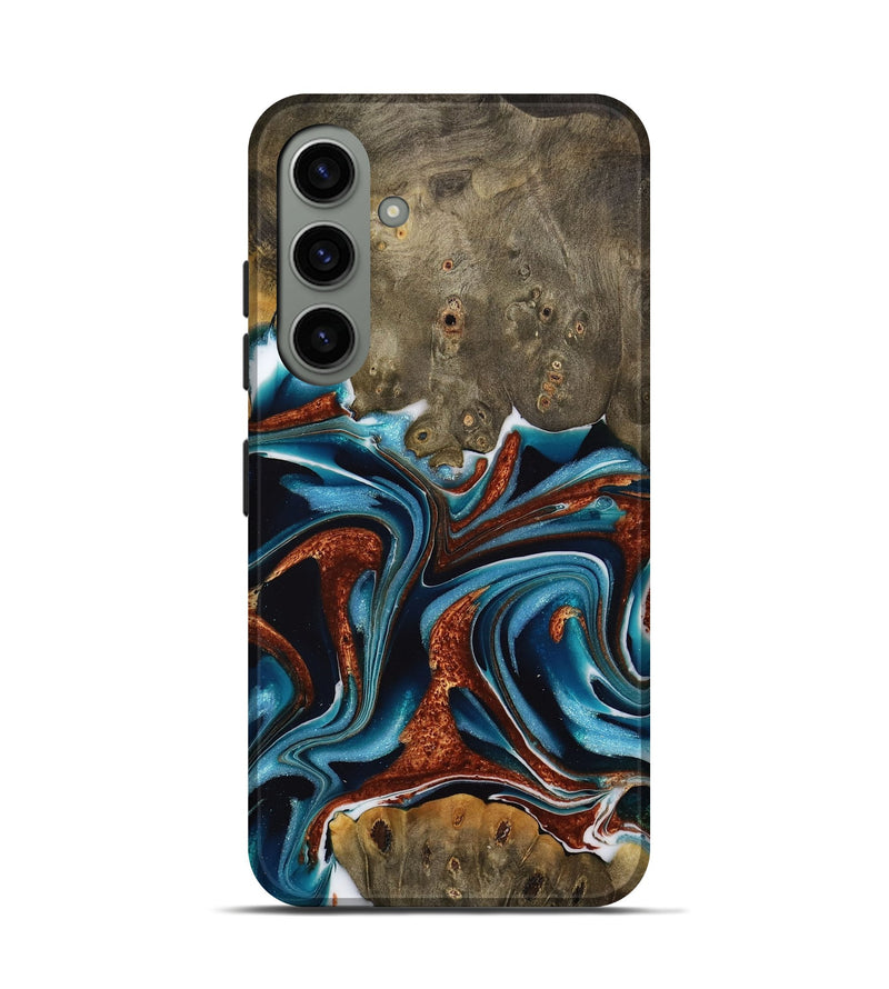 Galaxy S24 Wood Live Edge Phone Case - Carlie (Teal & Gold, 731643)