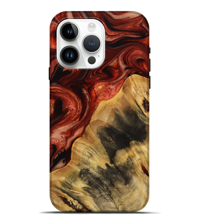 iPhone 15 Pro Max Wood Live Edge Phone Case - Papaga (Red, 731645)