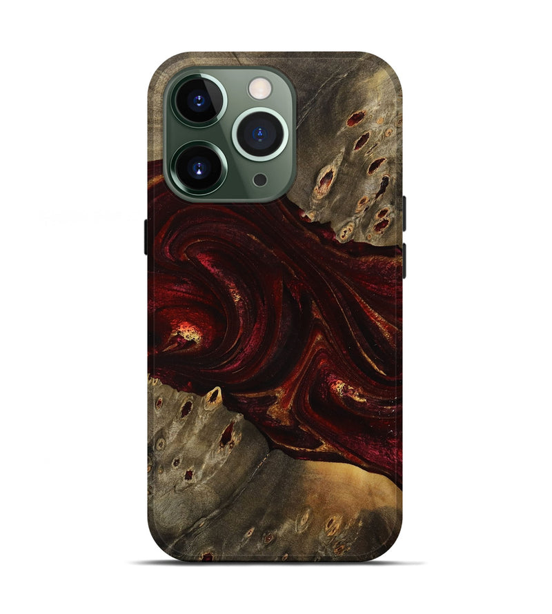 iPhone 13 Pro Wood Live Edge Phone Case - Caprice (Red, 731647)