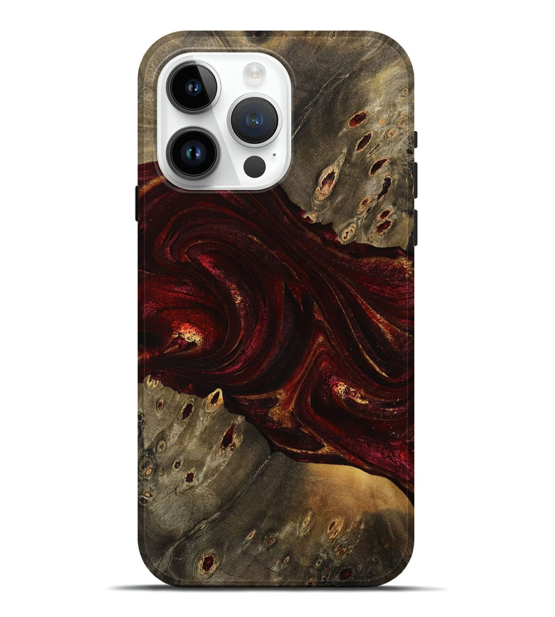 iPhone 15 Pro Max Wood Live Edge Phone Case - Caprice (Red, 731647)