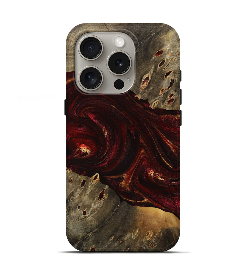 iPhone 16 Pro Wood Live Edge Phone Case - Caprice (Red, 731647)