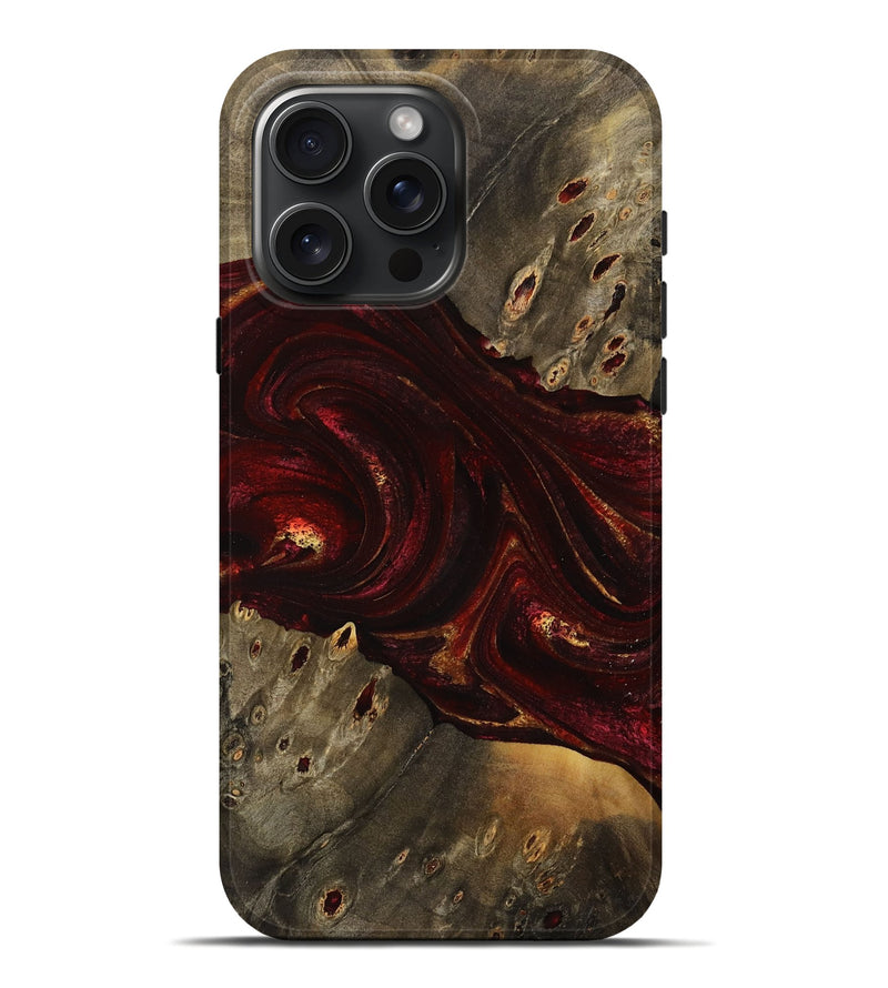 iPhone 16 Pro Max Wood Live Edge Phone Case - Caprice (Red, 731647)