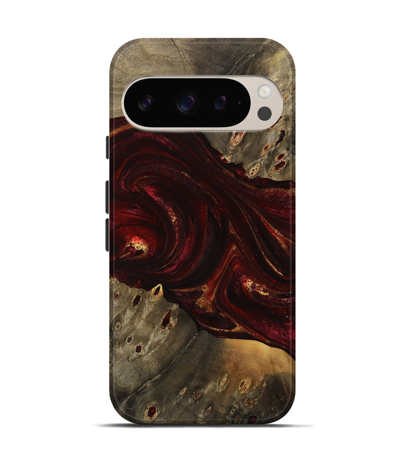 Pixel 9 Wood Live Edge Phone Case - Caprice (Red, 731647)