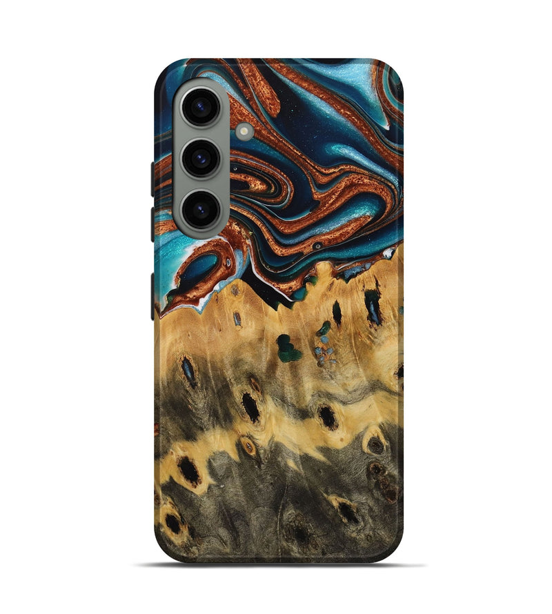 Galaxy S24 Wood Live Edge Phone Case - Lesley (Teal & Gold, 731651)