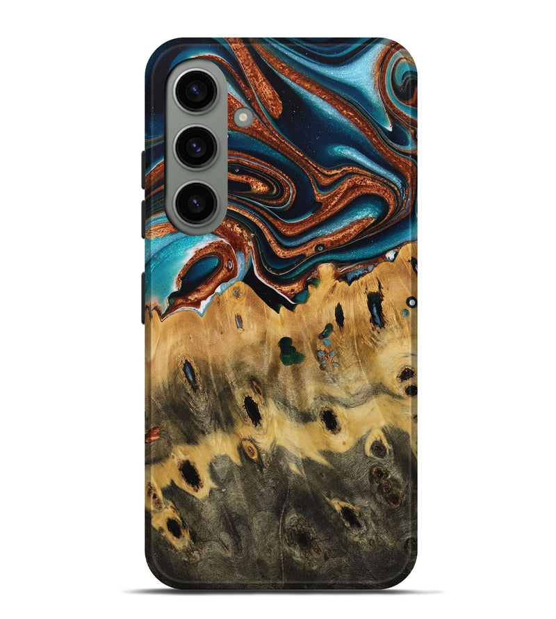 Galaxy S24 Plus Wood Live Edge Phone Case - Lesley (Teal & Gold, 731651)