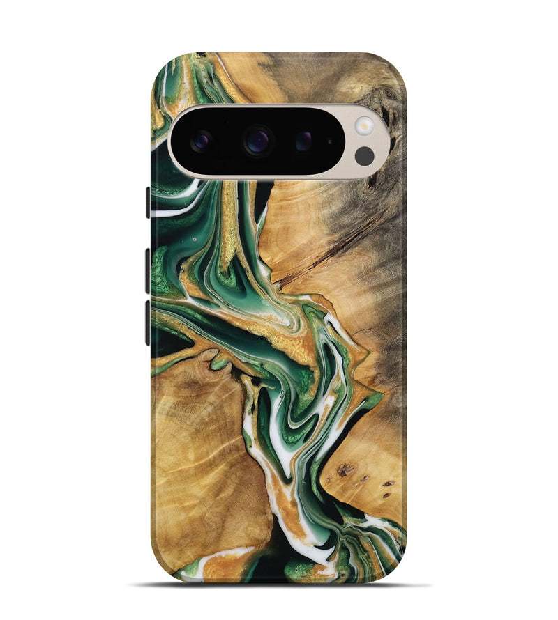 Pixel 9 Wood Live Edge Phone Case - Frinel (Green, 731653)