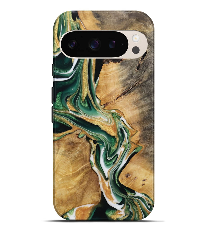 Pixel 9 Pro XL Wood Live Edge Phone Case - Frinel (Green, 731653)