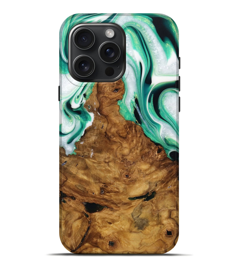 iPhone 16 Pro Max Wood Live Edge Phone Case - Saba (Green, 731654)