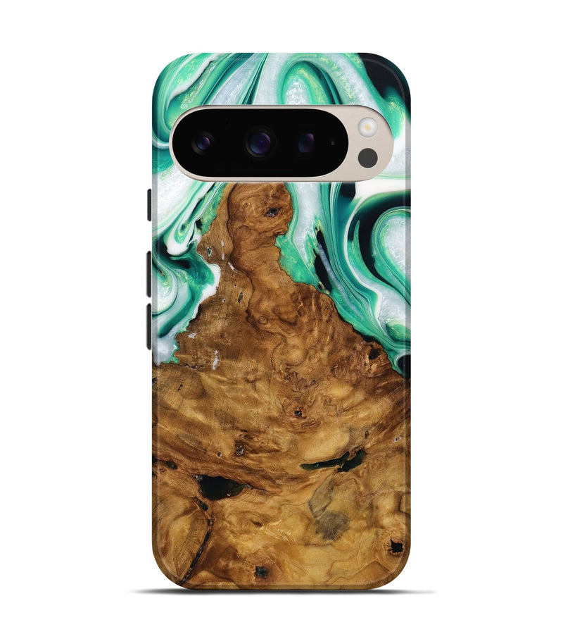 Pixel 9 Wood Live Edge Phone Case - Saba (Green, 731654)