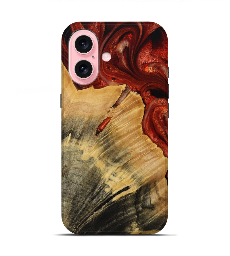 iPhone 16 Wood Live Edge Phone Case - Diya (Red, 731656)