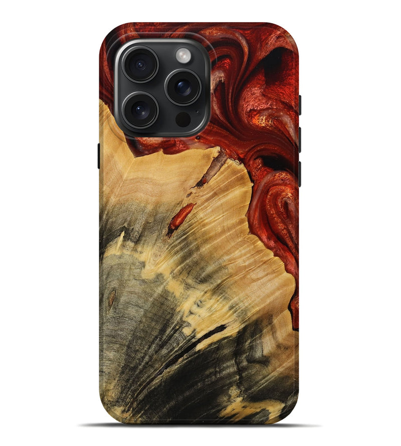 iPhone 16 Pro Max Wood Live Edge Phone Case - Diya (Red, 731656)