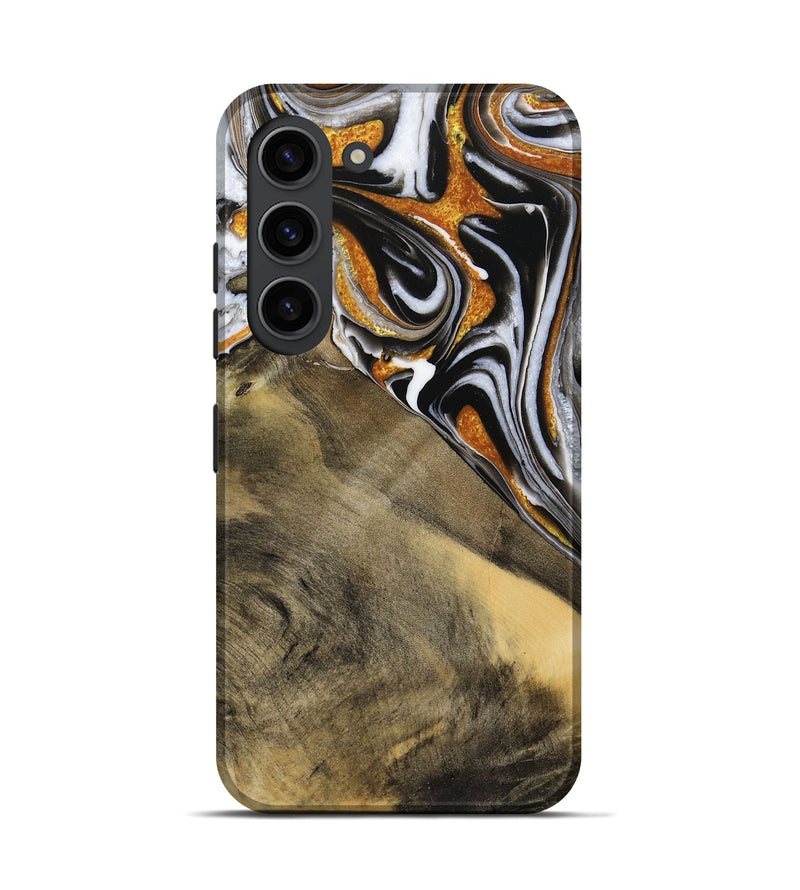 Galaxy S23 Wood Live Edge Phone Case - Aloys (Black & White, 731657)