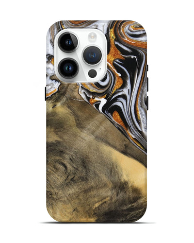 iPhone 15 Pro Wood Live Edge Phone Case - Aloys (Black & White, 731657)