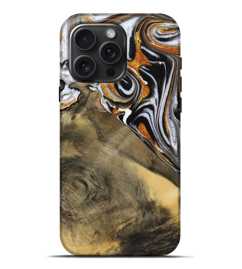 iPhone 16 Pro Max Wood Live Edge Phone Case - Aloys (Black & White, 731657)