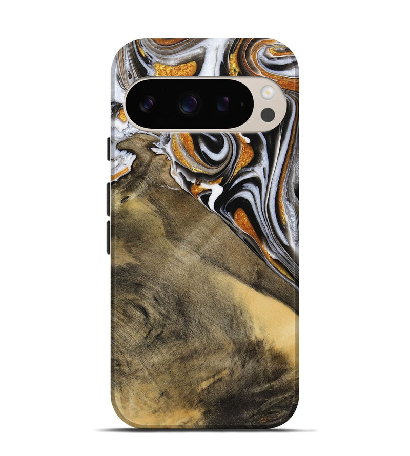 Pixel 9 Wood Live Edge Phone Case - Aloys (Black & White, 731657)