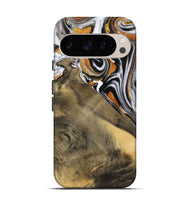 Pixel 9 Pro Wood Live Edge Phone Case - Aloys (Black & White, 731657)