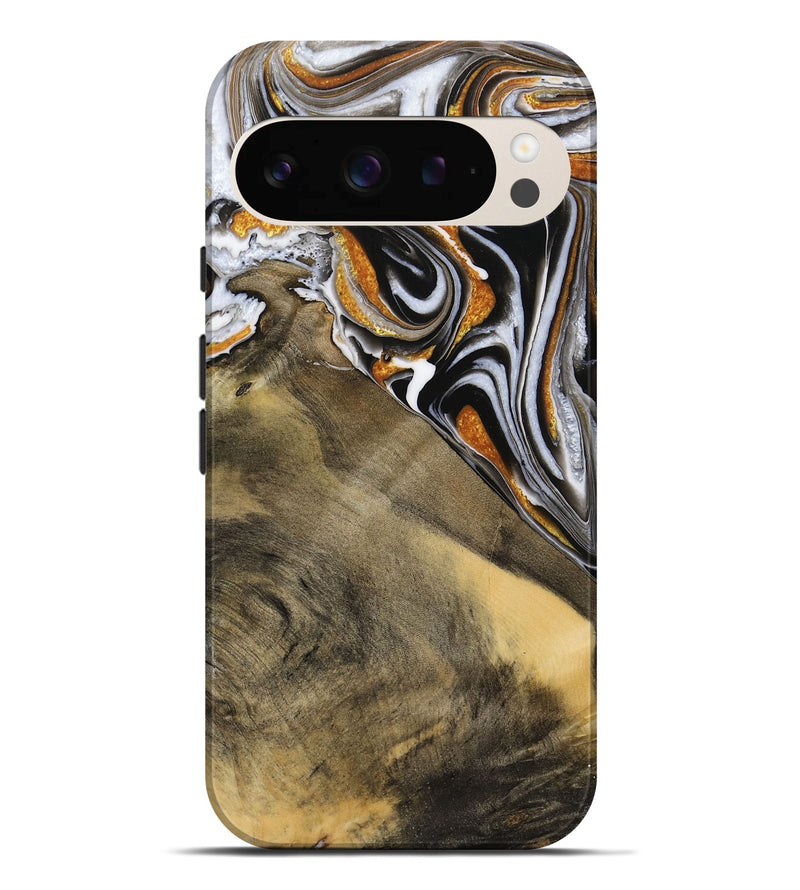 Pixel 9 Pro XL Wood Live Edge Phone Case - Aloys (Black & White, 731657)