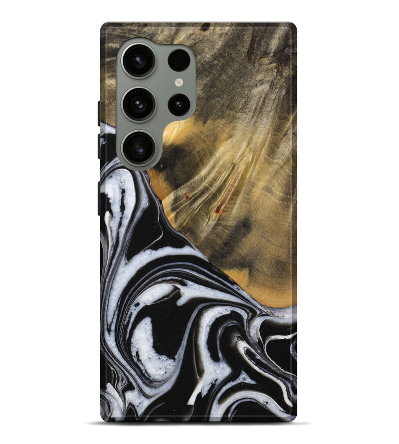 Galaxy S24 Ultra Wood Live Edge Phone Case - Lakesha (Black & White, 731658)