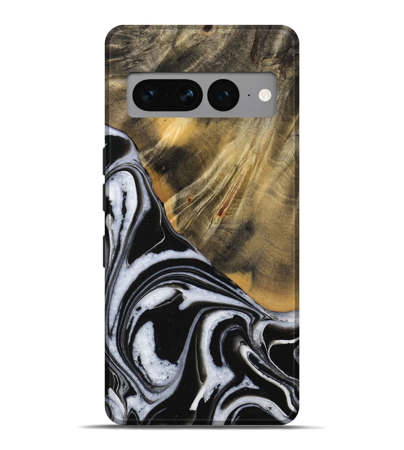 Pixel 7 Pro Wood Live Edge Phone Case - Lakesha (Black & White, 731658)