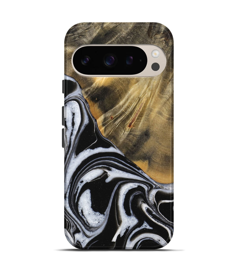 Pixel 9 Wood Live Edge Phone Case - Lakesha (Black & White, 731658)