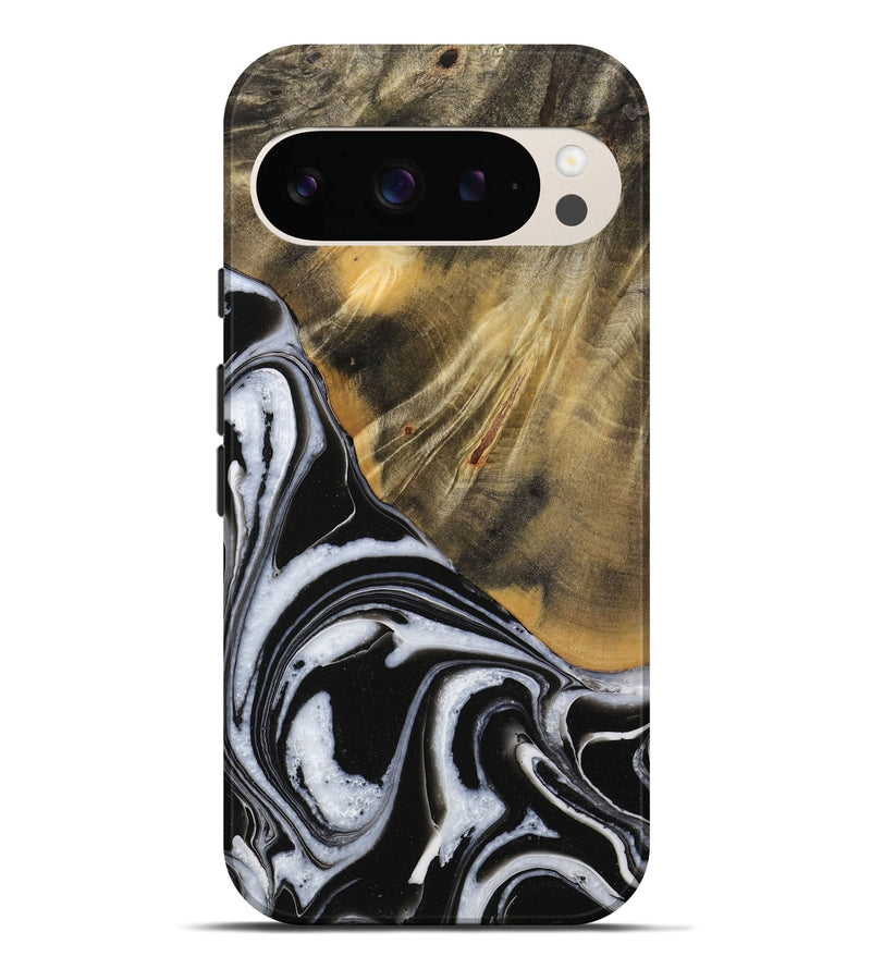 Pixel 9 Pro XL Wood Live Edge Phone Case - Lakesha (Black & White, 731658)