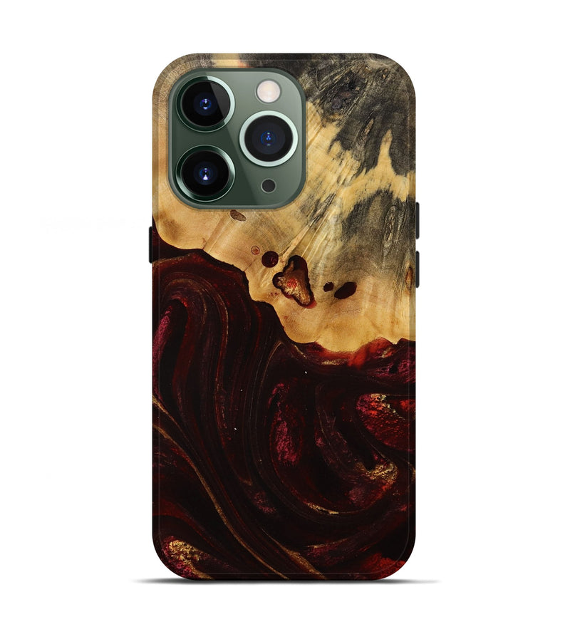 iPhone 13 Pro Wood Live Edge Phone Case - Ruthann (Red, 731659)