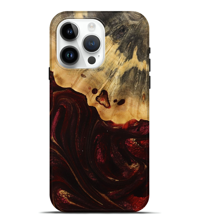 iPhone 15 Pro Max Wood Live Edge Phone Case - Ruthann (Red, 731659)