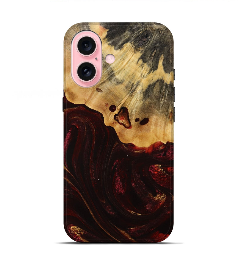 iPhone 16 Wood Live Edge Phone Case - Ruthann (Red, 731659)