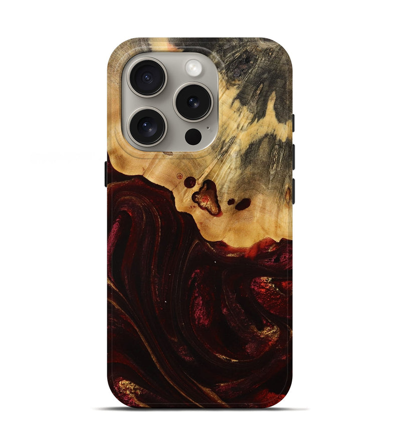 iPhone 16 Pro Wood Live Edge Phone Case - Ruthann (Red, 731659)