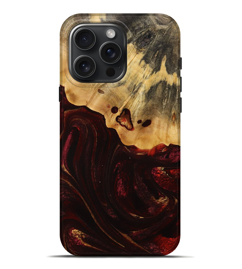 iPhone 16 Pro Max Wood Live Edge Phone Case - Ruthann (Red, 731659)