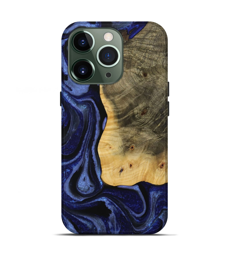 iPhone 13 Pro Wood Live Edge Phone Case - Toshio (Blue, 731662)