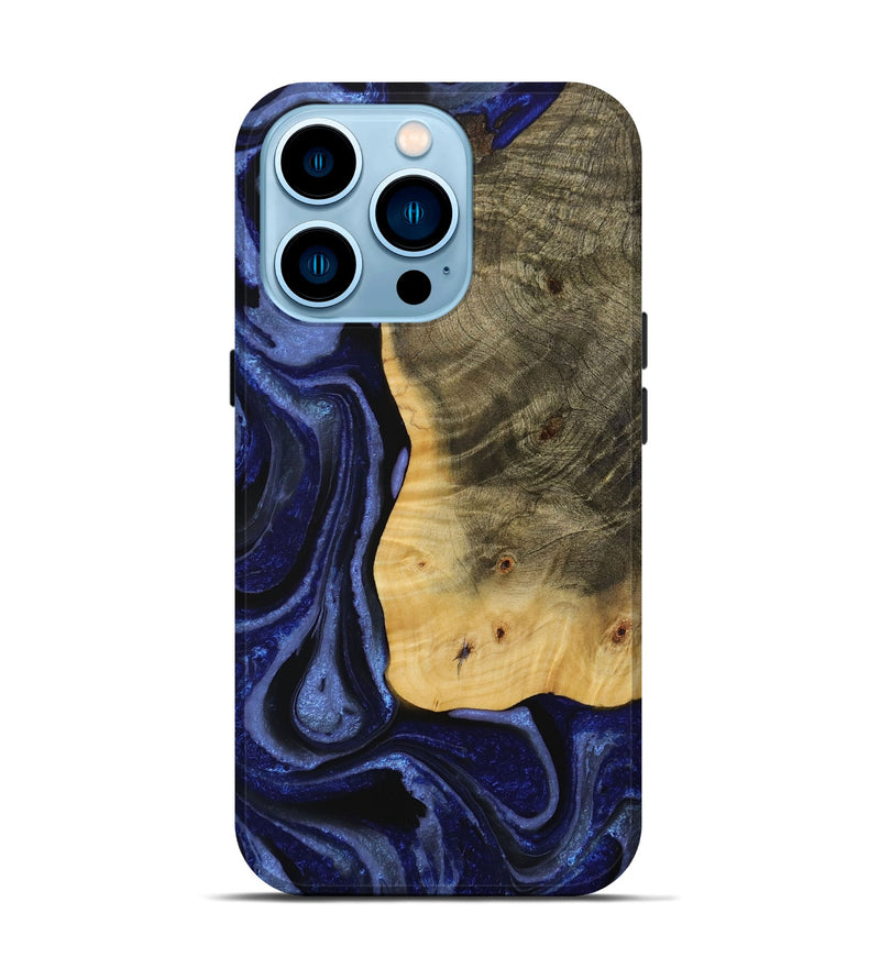 iPhone 14 Pro Wood Live Edge Phone Case - Toshio (Blue, 731662)