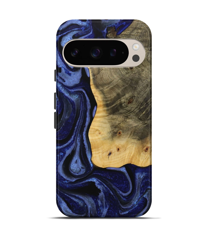 Pixel 9 Wood Live Edge Phone Case - Toshio (Blue, 731662)