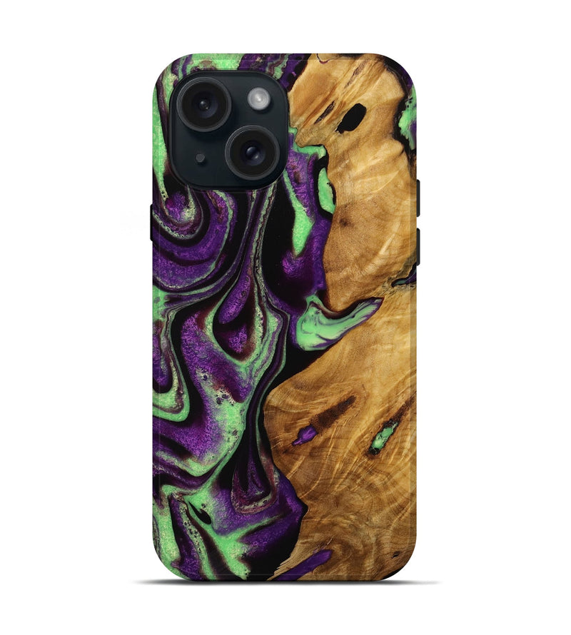 iPhone 15 Wood Live Edge Phone Case - Toshio (Purple, 731663)