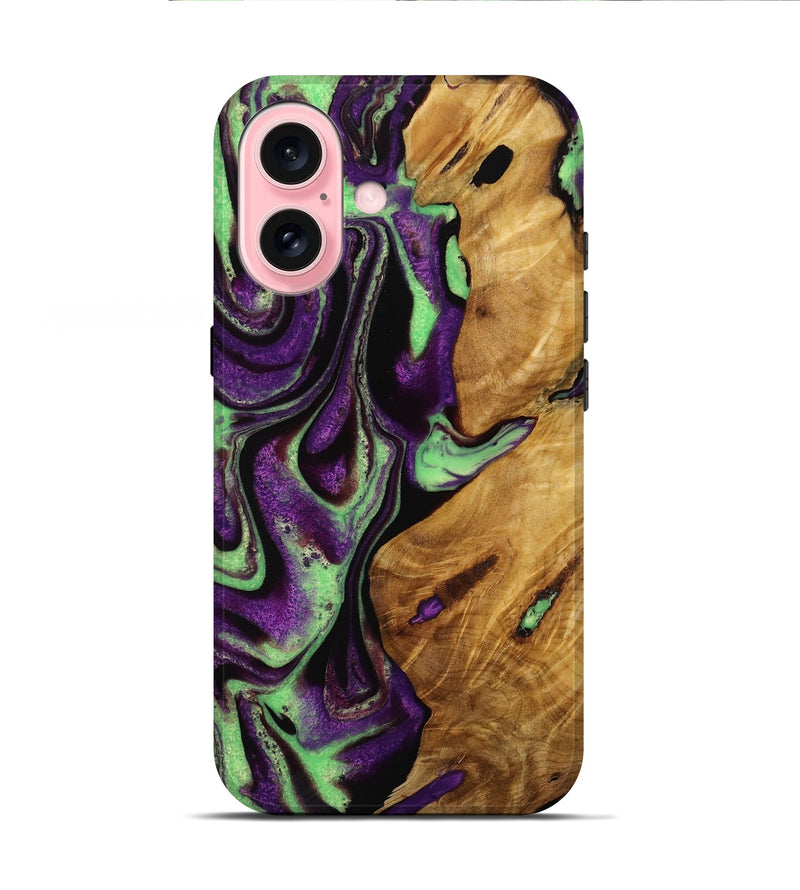 iPhone 16 Wood Live Edge Phone Case - Toshio (Purple, 731663)