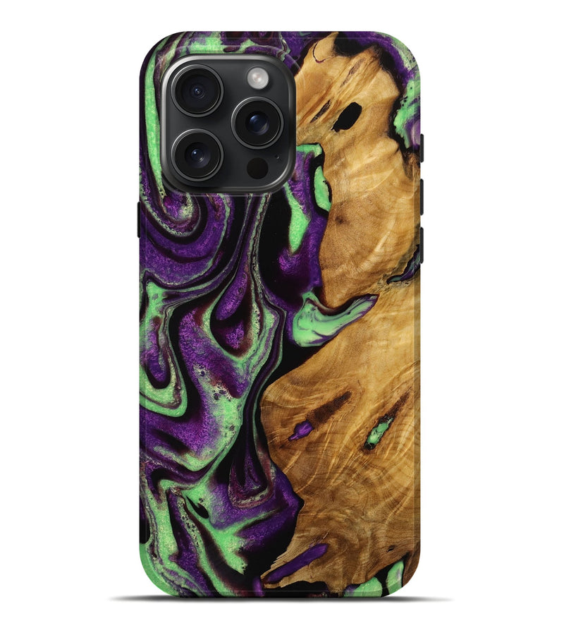 iPhone 16 Pro Max Wood Live Edge Phone Case - Toshio (Purple, 731663)