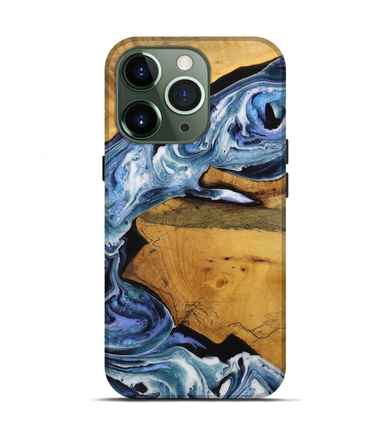 iPhone 13 Pro Wood Live Edge Phone Case - Arleyne (Blue, 731665)