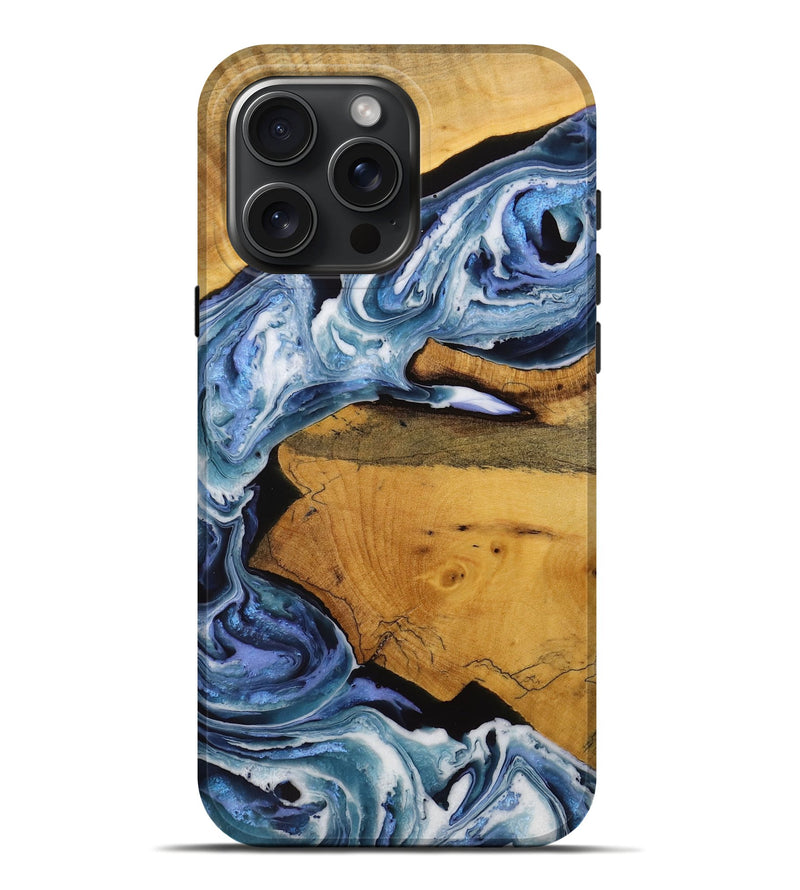 iPhone 16 Pro Max Wood Live Edge Phone Case - Arleyne (Blue, 731665)