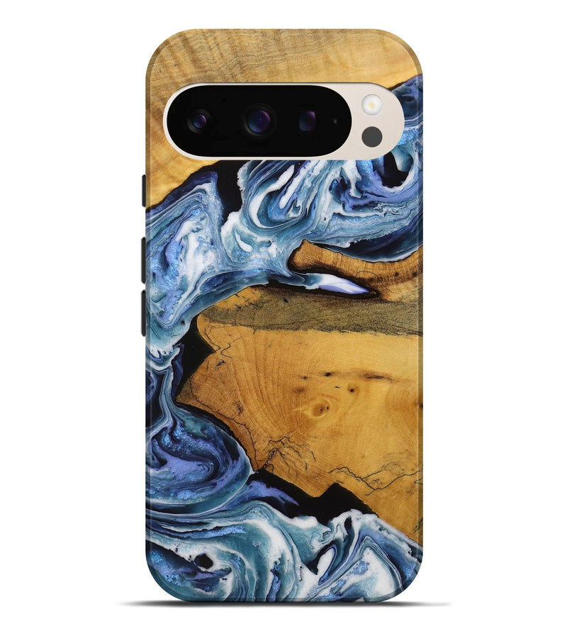 Pixel 9 Pro XL Wood Live Edge Phone Case - Arleyne (Blue, 731665)