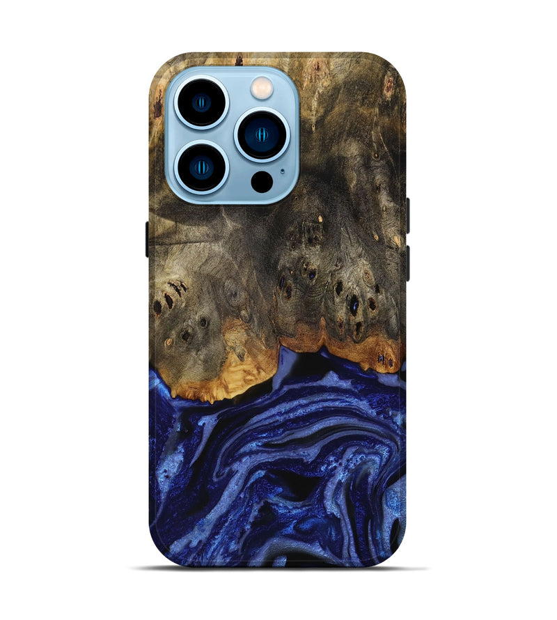 iPhone 14 Pro Wood Live Edge Phone Case - Pavla (Blue, 731667)